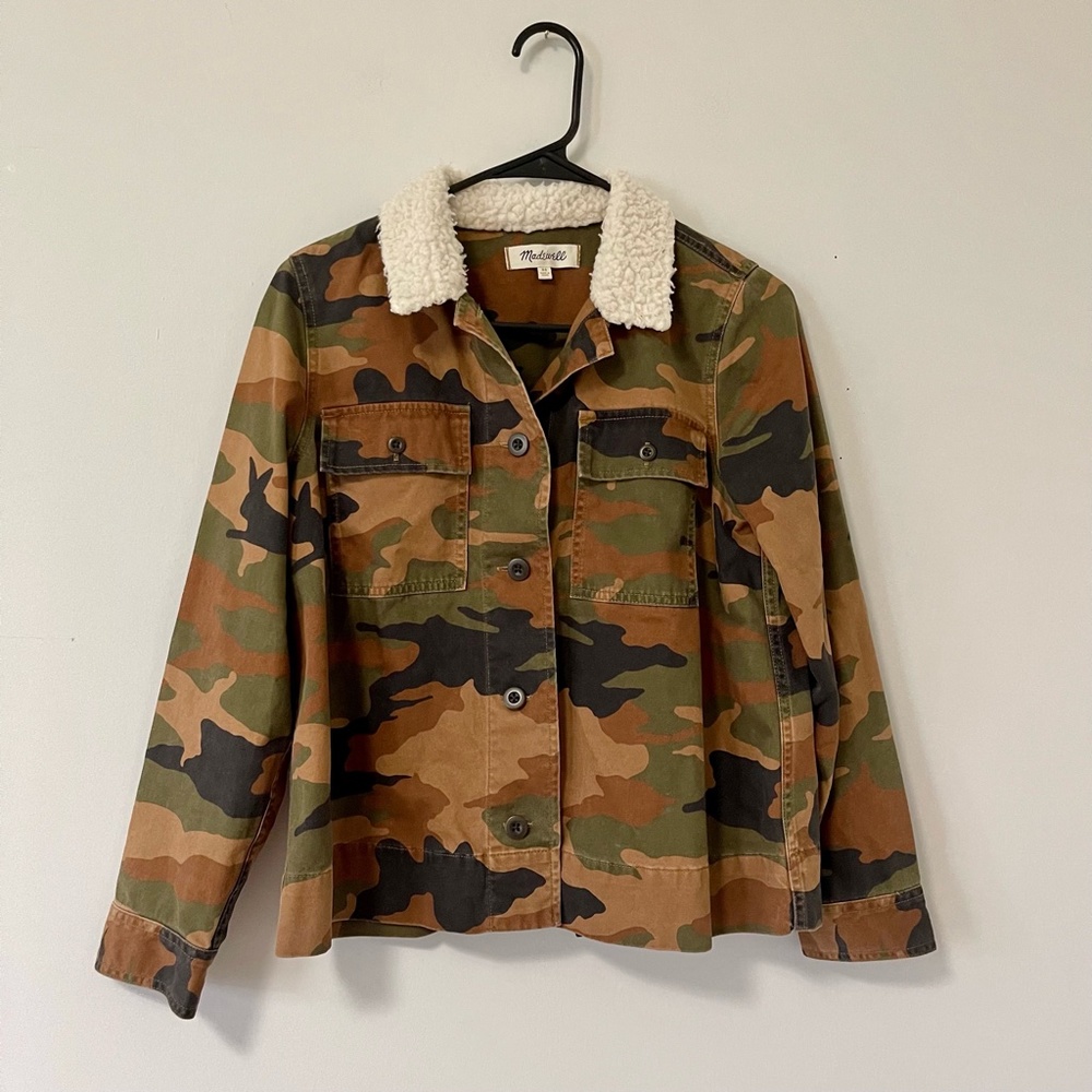 Madewell Northward Cropped Sherpa Camo Print Jacket XS